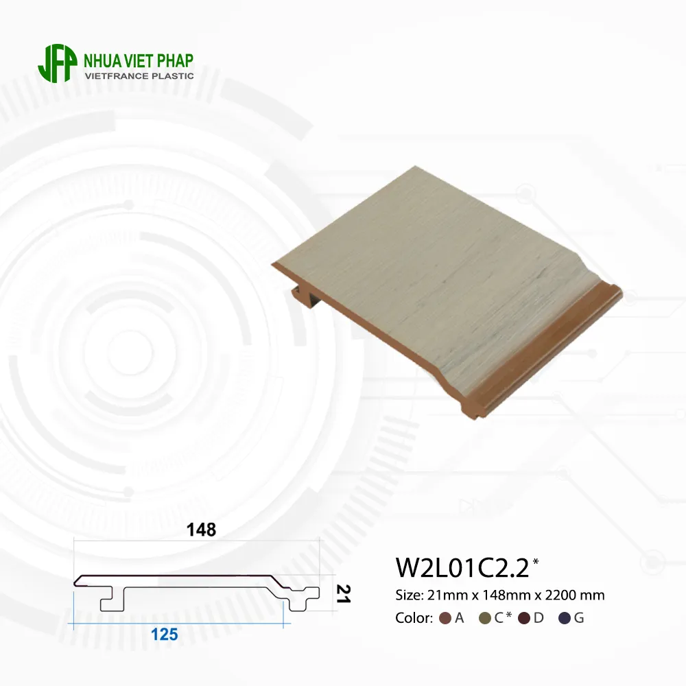 tấm ốp tường ngoài trời 02 lớp Hi-class W2L01 Nhựa Việt Pháp