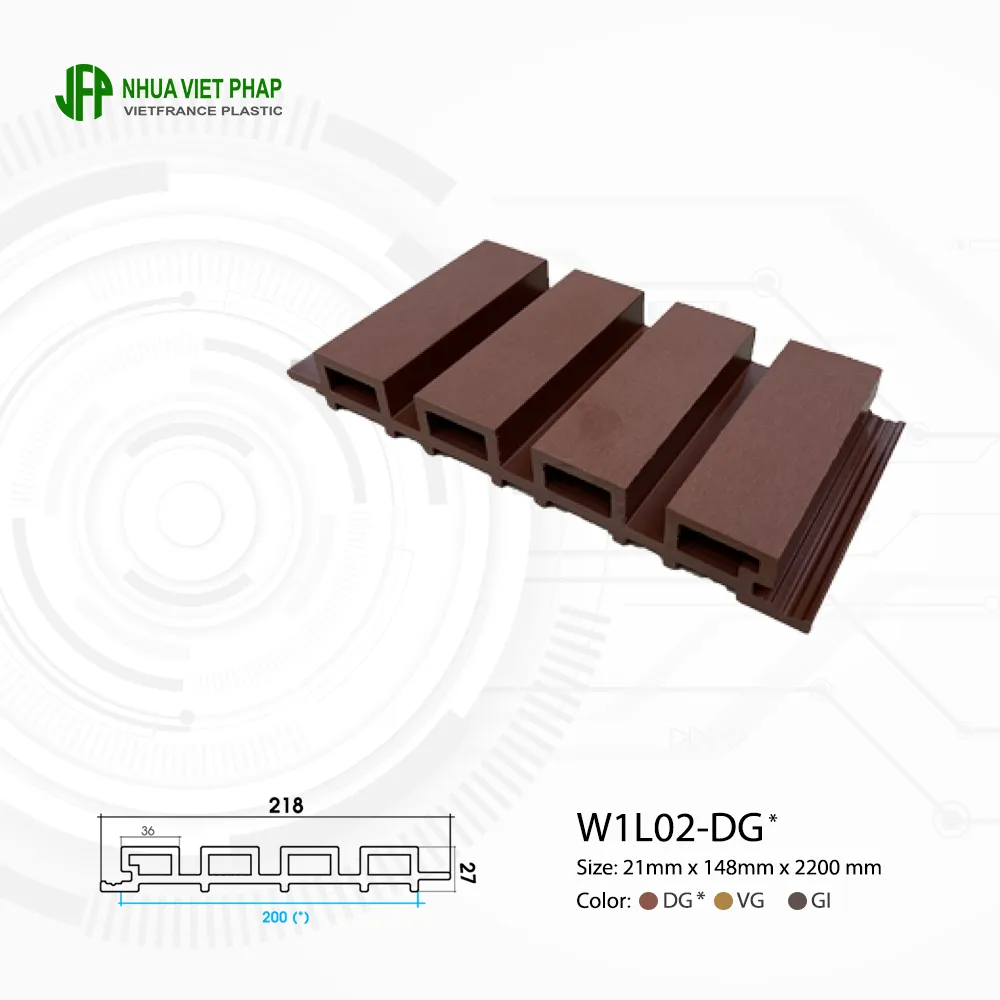 tấm ốp tường ngoài trời W1L02 Nhựa Việt Pháp