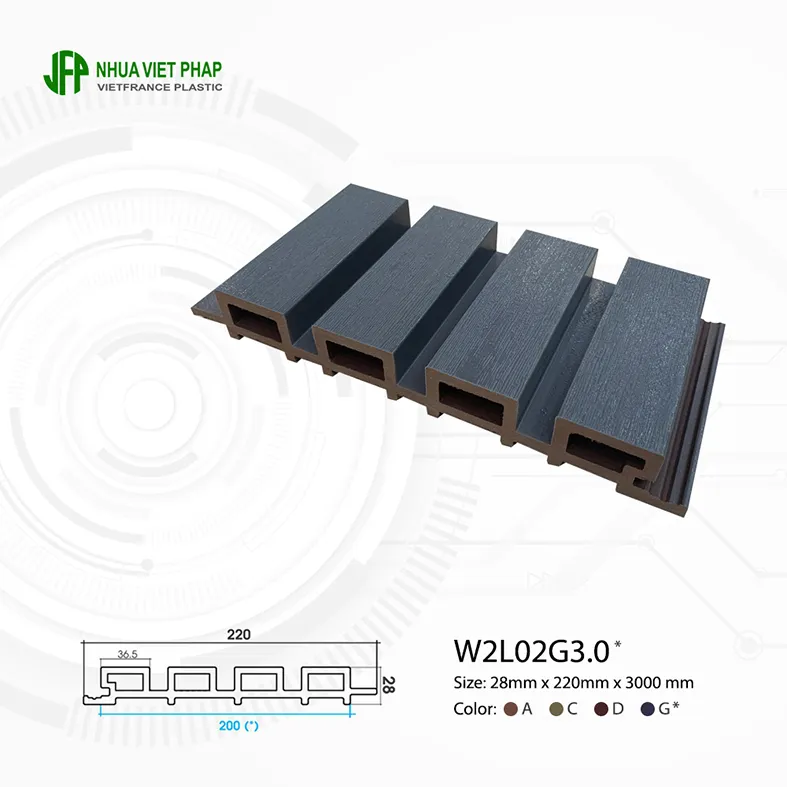 Tấm ốp tường PVC ngoài trời 2 lớp màu ghi đậm