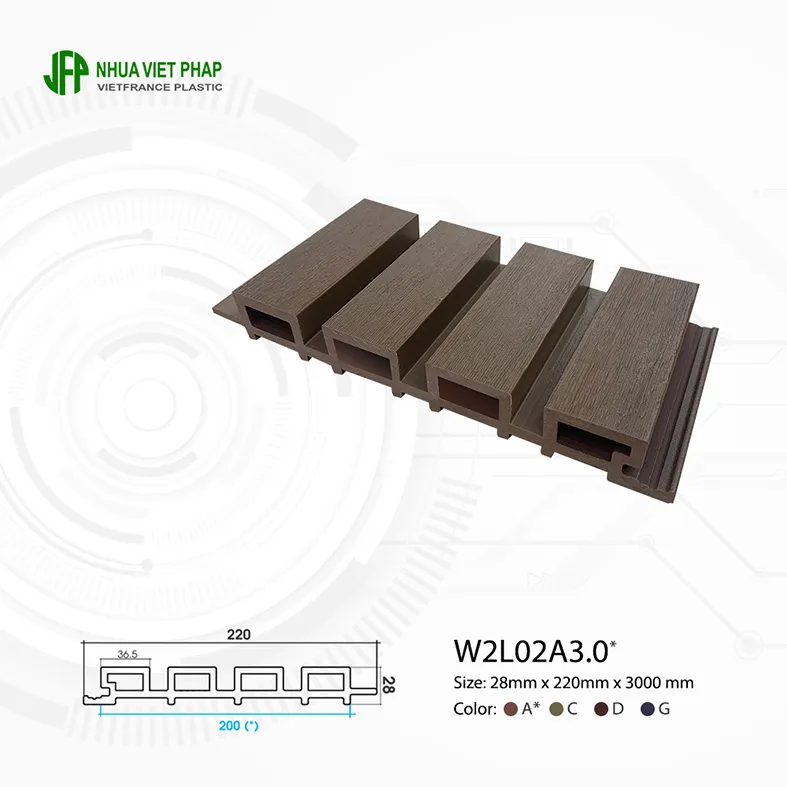 Tấm ốp tường PVC ngoài trời 2 lớp vân sóng