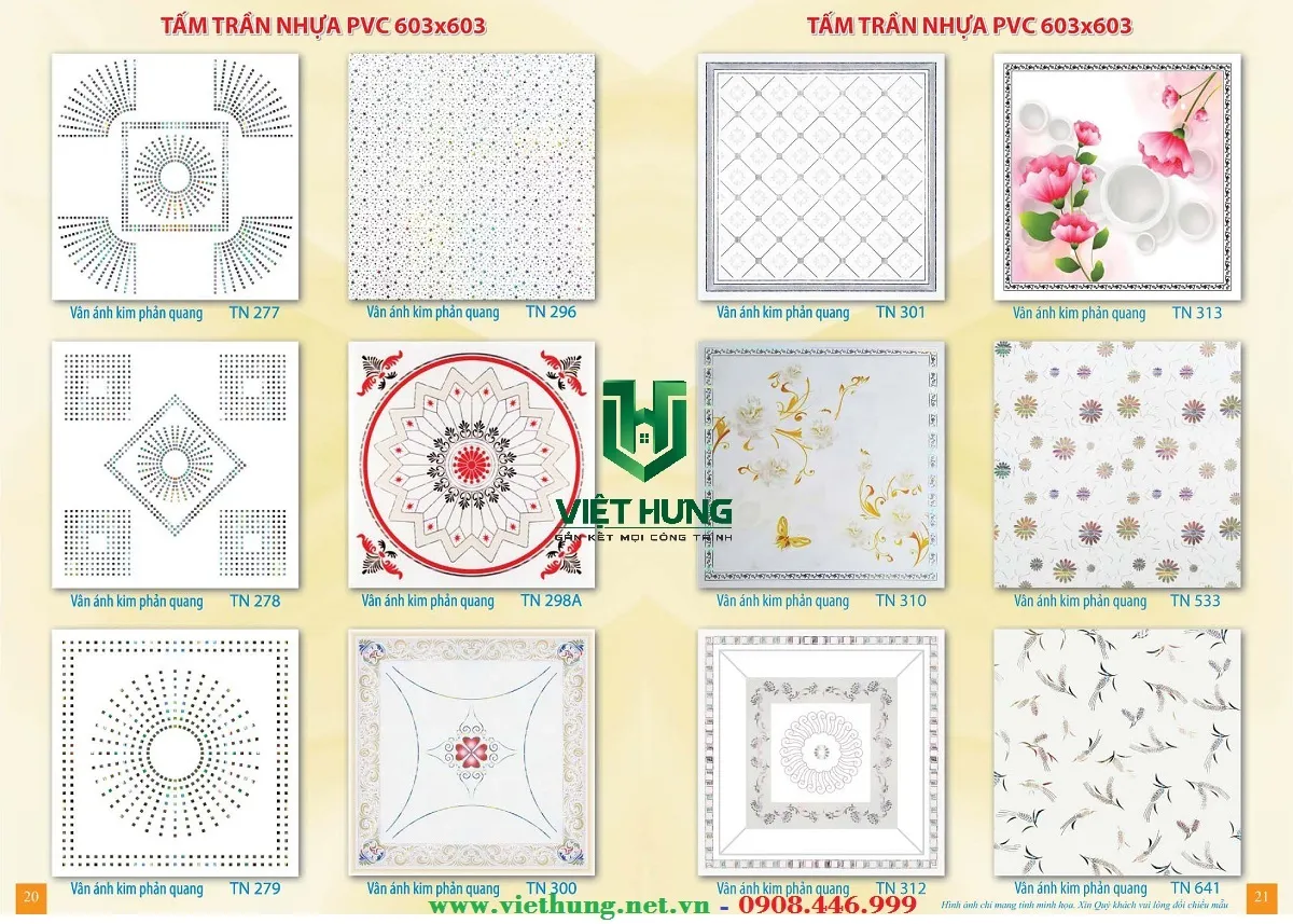 Tấm trần nhựa thả 600x600 với họa tiết giả gỗ 3D chân thực