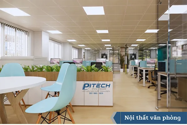 Tấm ván gỗ nhựa Pitech được sử dụng làm vách ngăn trang trí tinh tế