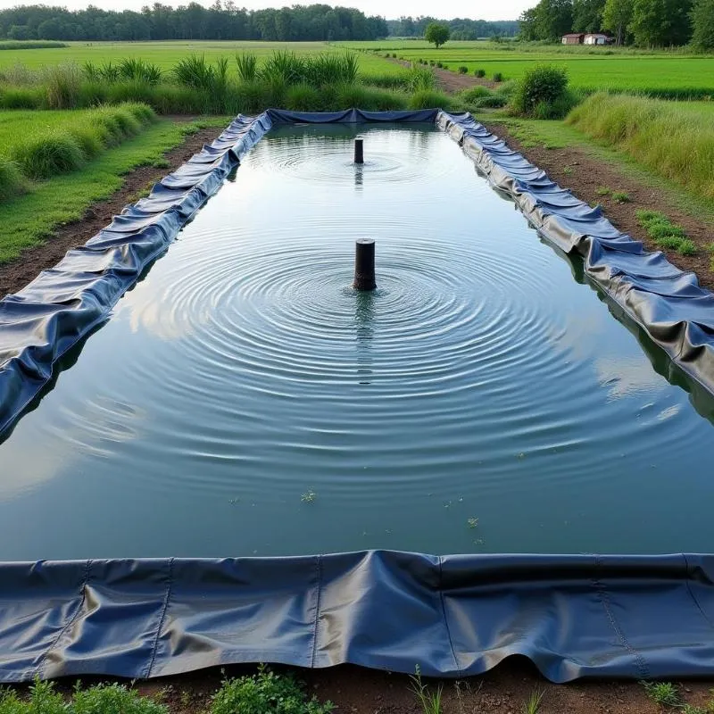 Thi công bạt lót hồ tôm bằng màng HDPE giúp ngăn chặn thất thoát nước và ô nhiễm.