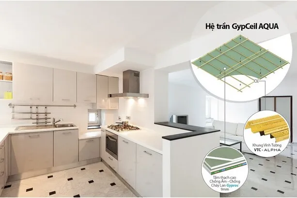 Thi công lắp đặt trần thạch cao chống thấm dễ dàng, linh hoạt