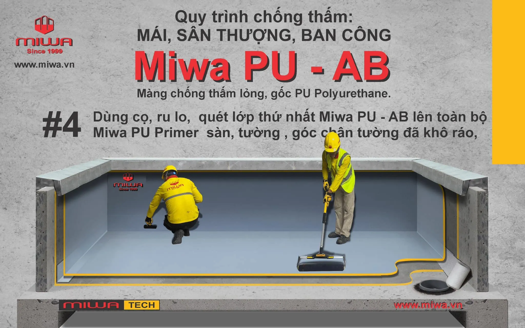 Thi công lớp phủ PU đầu tiên (Ảnh Komix)