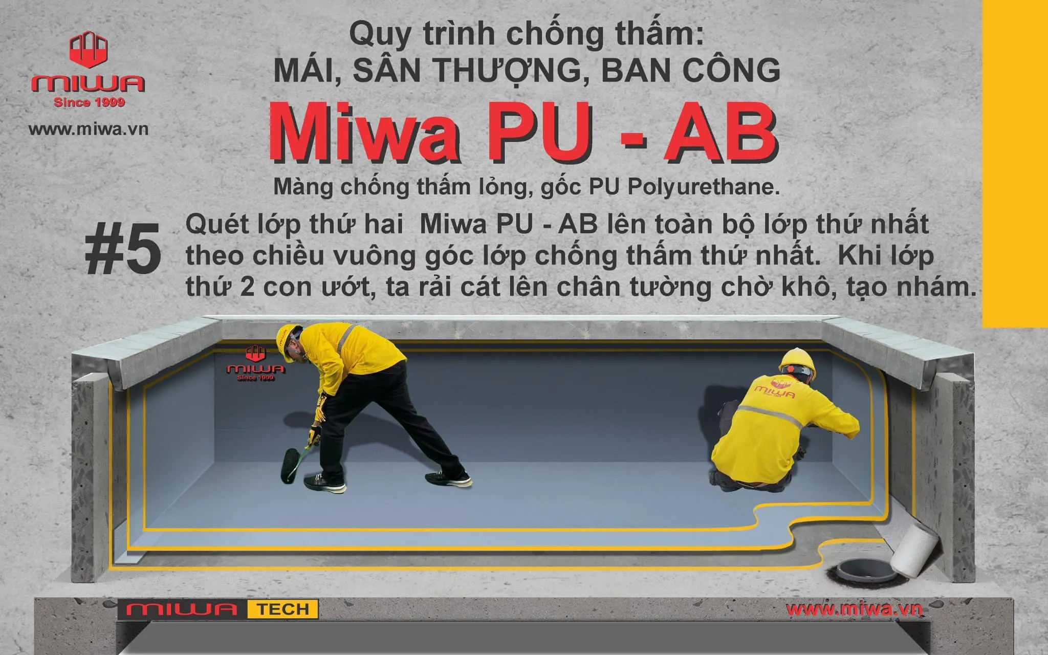 Thi công lớp phủ PU thứ hai (Ảnh Komix)
