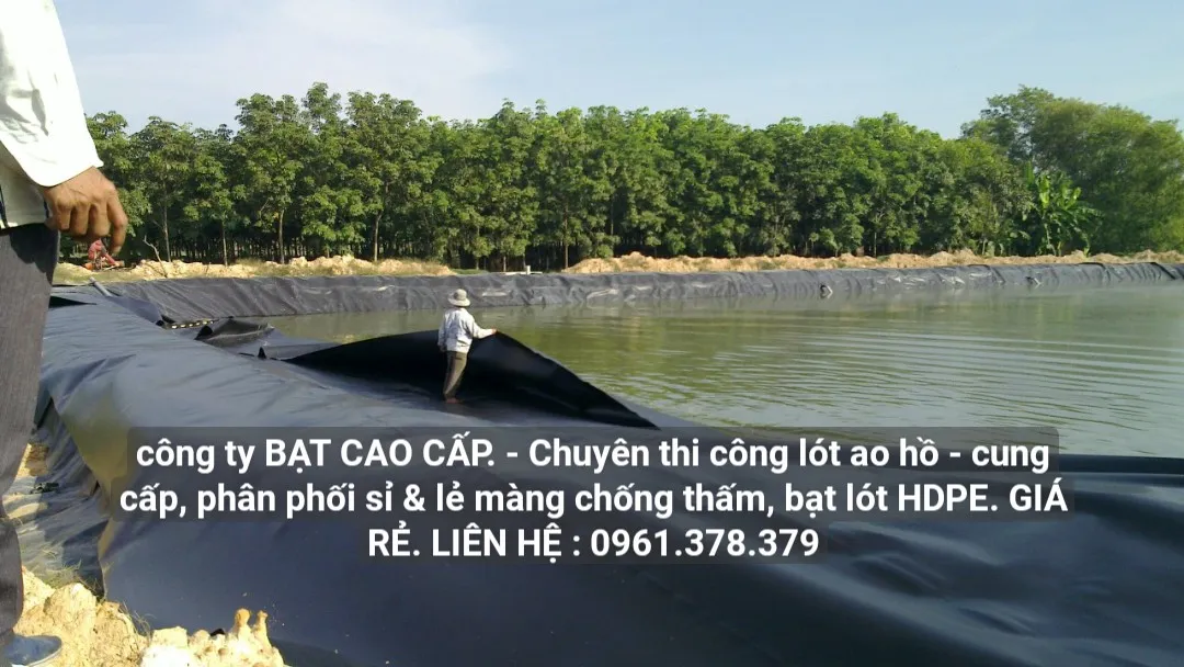 Thi công lót bạt hồ nuôi tôm, hình ảnh chi tiết công đoạn cuối