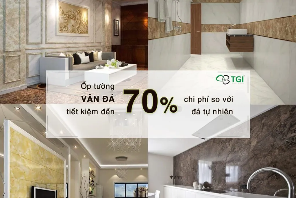 Thi công ốp tường văn phòng bằng tấm nhựa giả đá Marble sang trọng