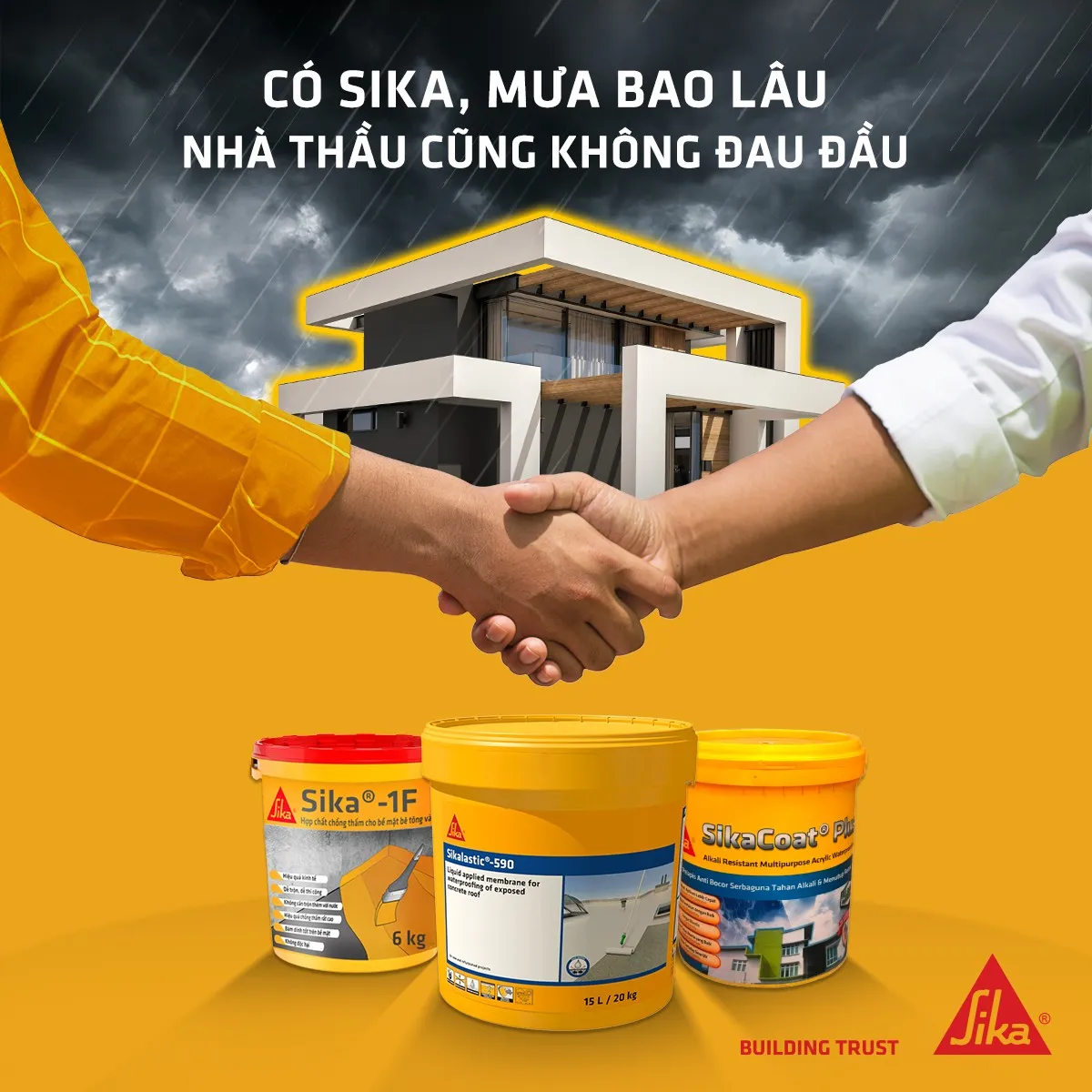 Thi công Sika 1F chống thấm cho các hạng mục dân dụng