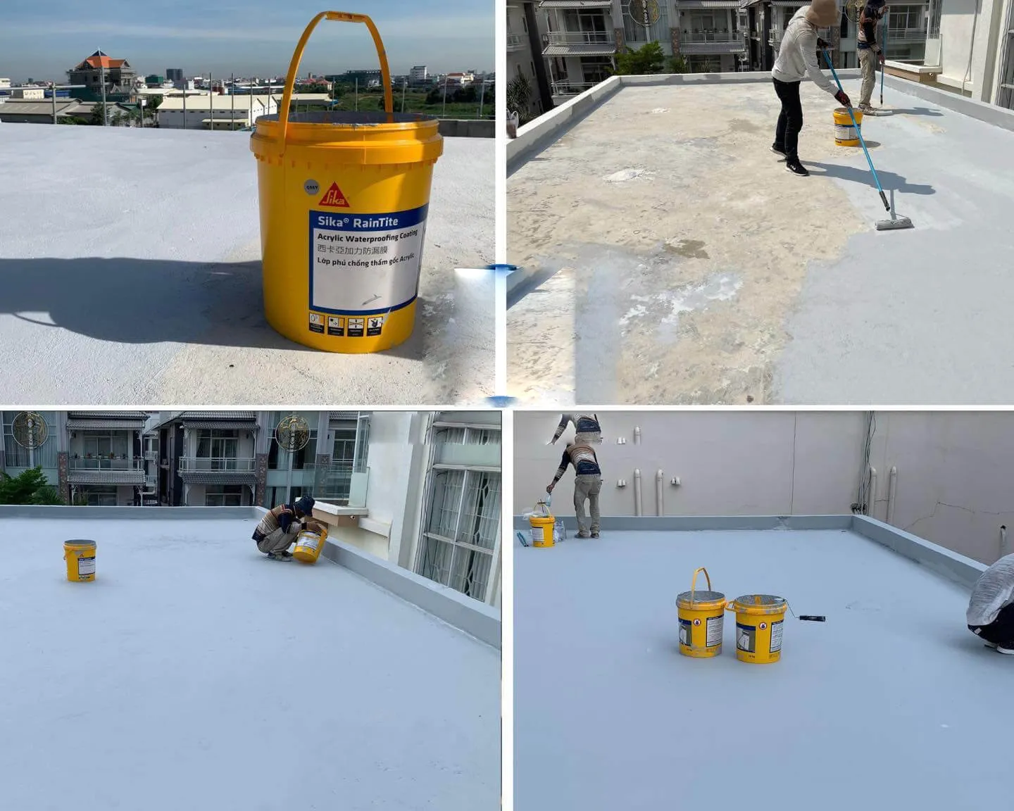 Thi công Sika RainTite tại các vị trí cần chống thấm