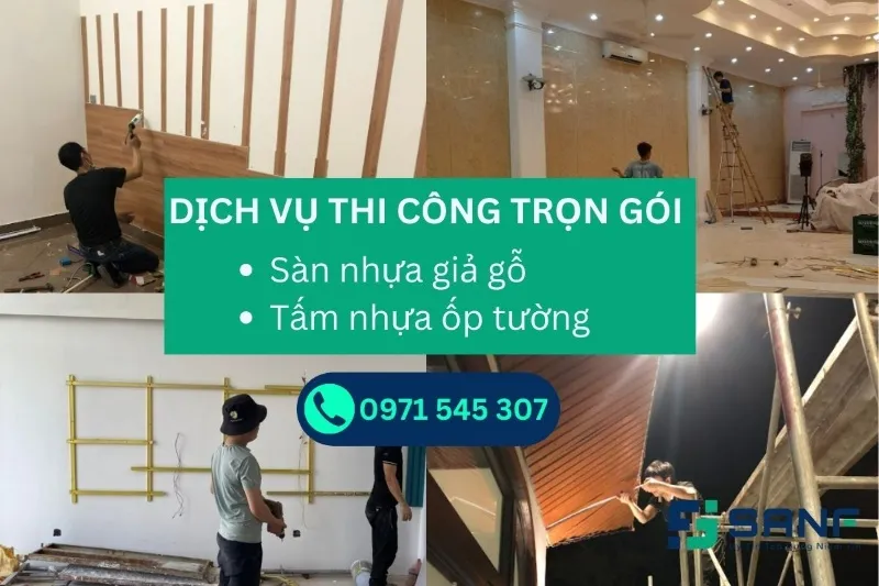 Thi công tấm ốp tường PVC vân đá chuyên nghiệp