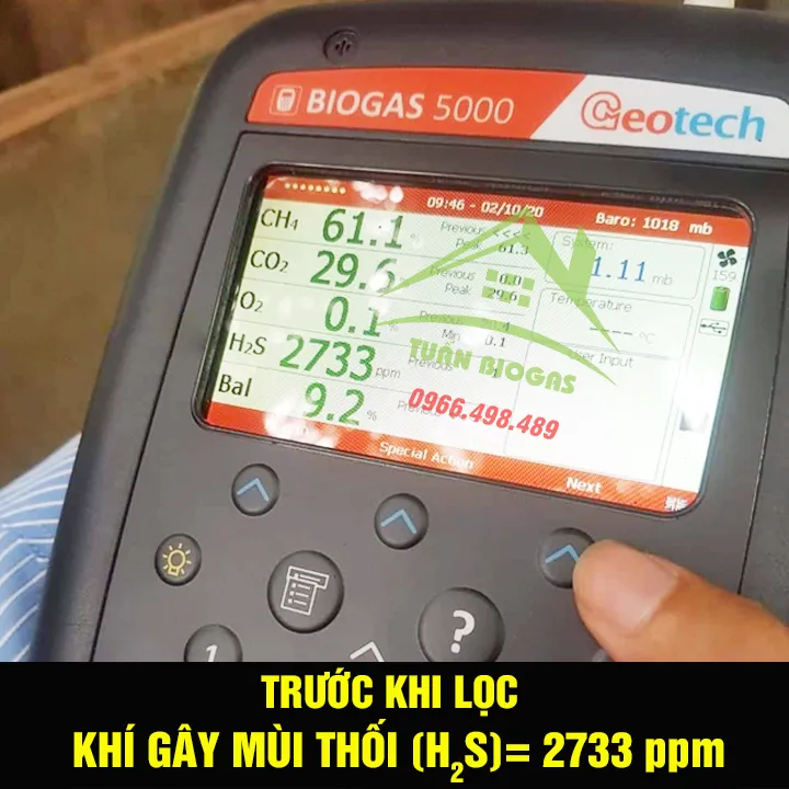 Thiết bị đo nồng độ khí H2S trong biogas trước khi xử lý