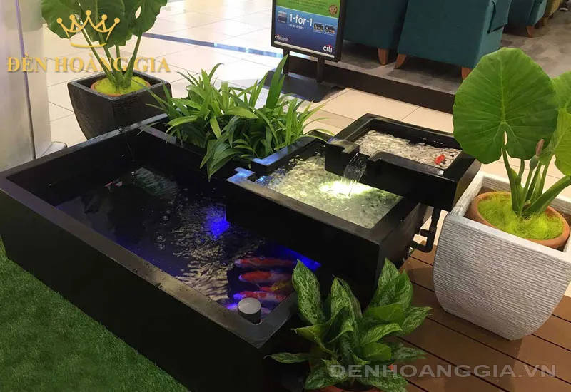 Thiết kế hồ cá Koi đẹp trong phòng khách cần kích thước hài hòa với không gian
