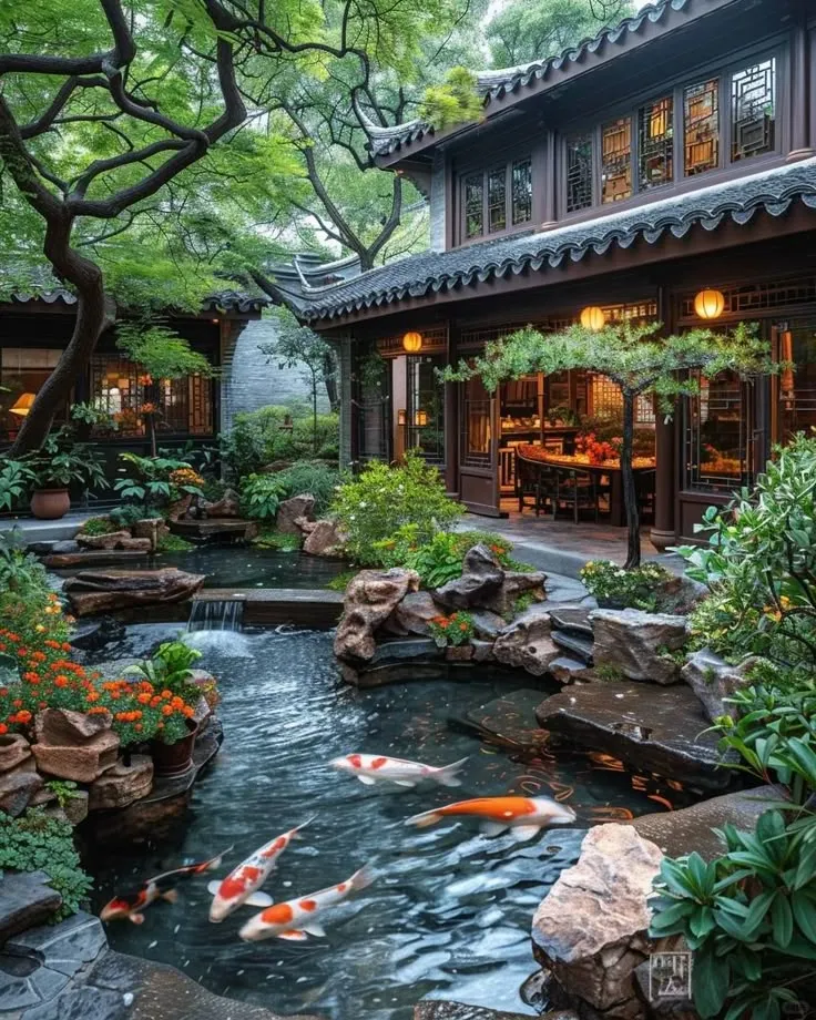 Thiết kế hồ cá koi mini theo phong cách Biophilic, hòa mình với thiên nhiên trong không gian nhỏ