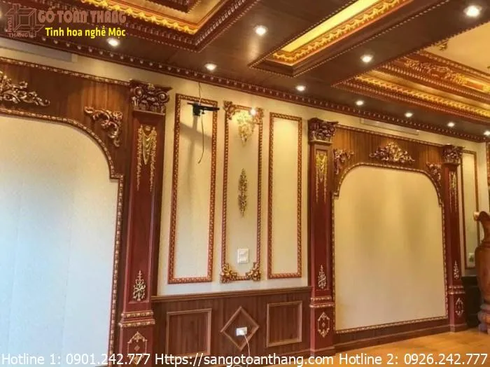 Thiết kế trần nano cổ điển với phào chỉ trang trí