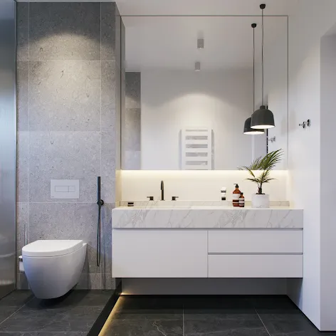 Thiết kế tủ lavabo phòng tắm sử dụng tấm nhựa 18mm bền đẹp và chống ẩm