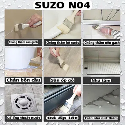 Thợ đang thi công lớp chống thấm acrylic trong suốt lên bề mặt sàn