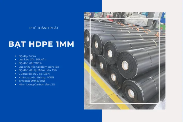 Thông số kỹ thuật chi tiết của màng HDPE 1mm theo tiêu chuẩn quốc tế