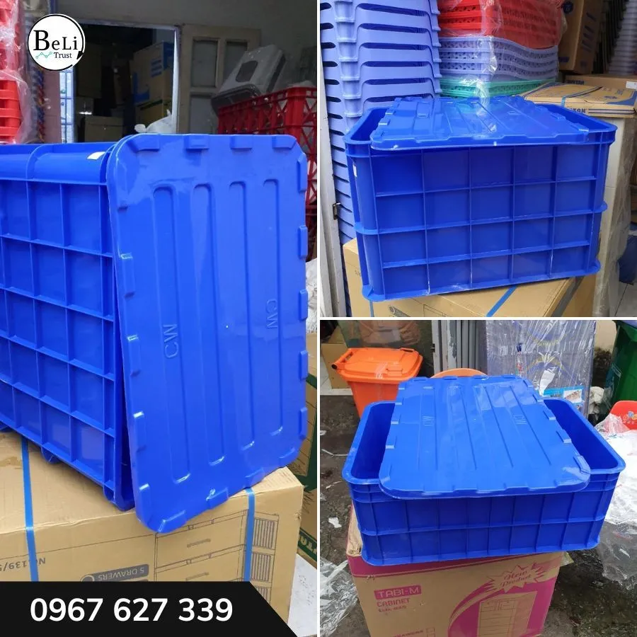 Thùng nhựa đặc có nắp được sử dụng trong các chợ