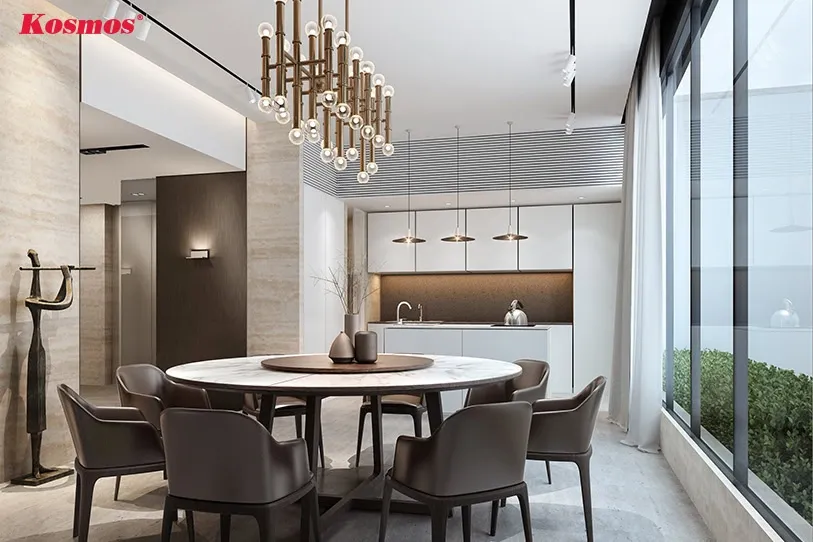 Trang trí phòng bếp sang trọng với kính cường lực