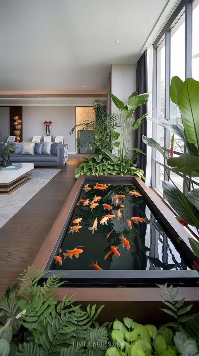 Trang trí tiểu cảnh hồ cá Koi ấn tượng