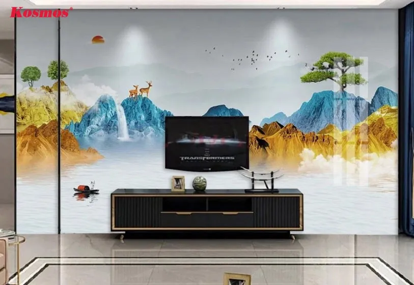 Tranh kính 3D ốp tường phòng khách