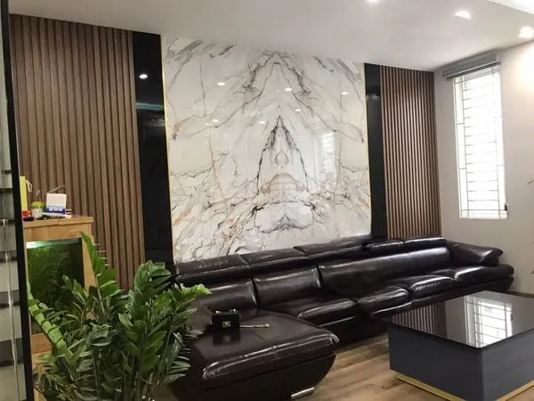 Tranh vân đá đối xứng kết hợp lam sóng nhựa