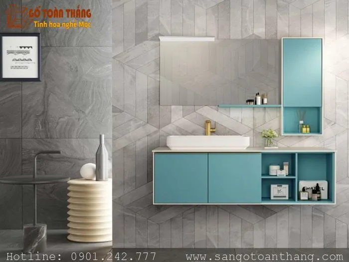 Tủ lavabo bền đẹp với ván nhựa chịu nước PVC