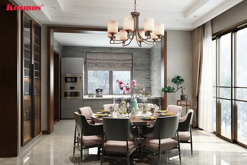 Tường bếp ốp gạch gỗ dễ vệ sinh và tạo điểm nhấn