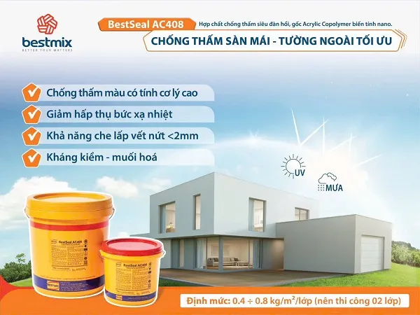 Ứng dụng BestSeal AC408 cho sàn mái lộ thiên, tăng cường khả năng chống thấm và chịu nhiệt