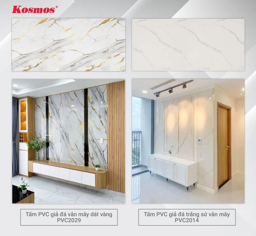 Ứng dụng của tấm nhựa PVC vân đá trong công trình thực tế
