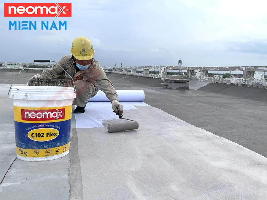 Ứng dụng Neomax C102 Flex trong thi công chống thấm sàn mái, đảm bảo độ đàn hồi và bền vững