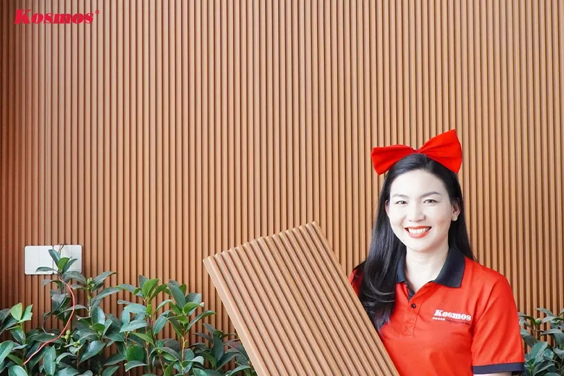 Ứng dụng ốp gỗ nhựa phủ ASA trang trí tường, tạo không gian sang trọng