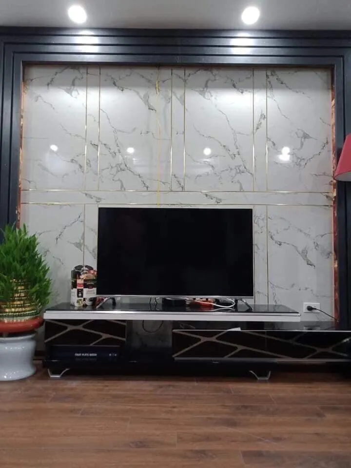 Ứng dụng pima vân đá ốp tường làm điểm nhấn sang trọng cho phòng khách