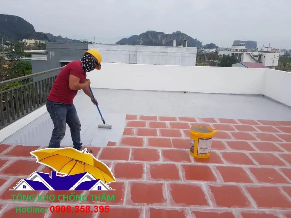 Ứng dụng Sika RainTite chống thấm cho chân tường và các bề mặt đứng trên sân thượng