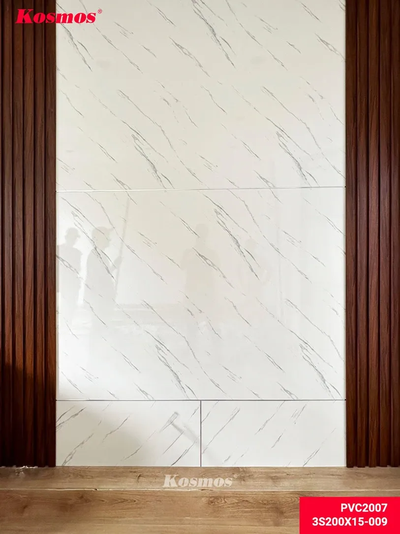 Ứng dụng tấm PVC vân đá 2.8mm mã PVC2007 trong không gian nội thất