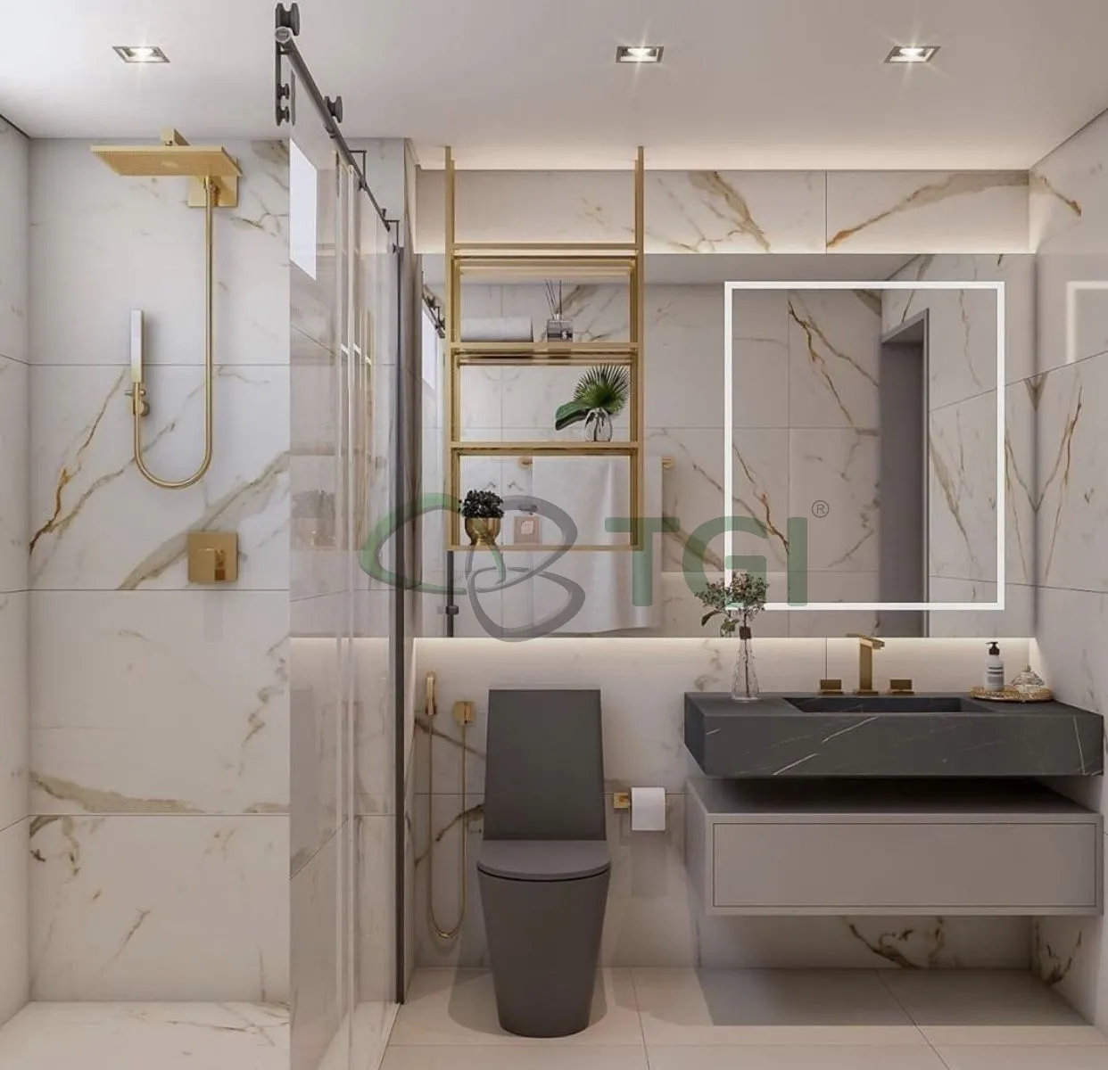 Ứng dụng tấm pvc vân đá thực tế nhà tắm