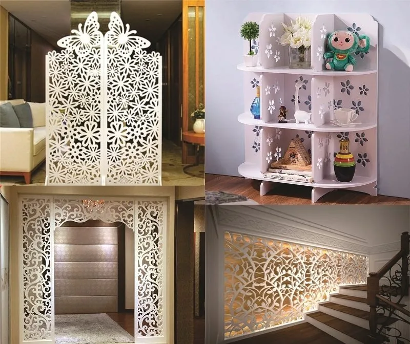 Vách ngăn trang trí tinh xảo bằng tấm ván nhựa PVC foam Pima trắng