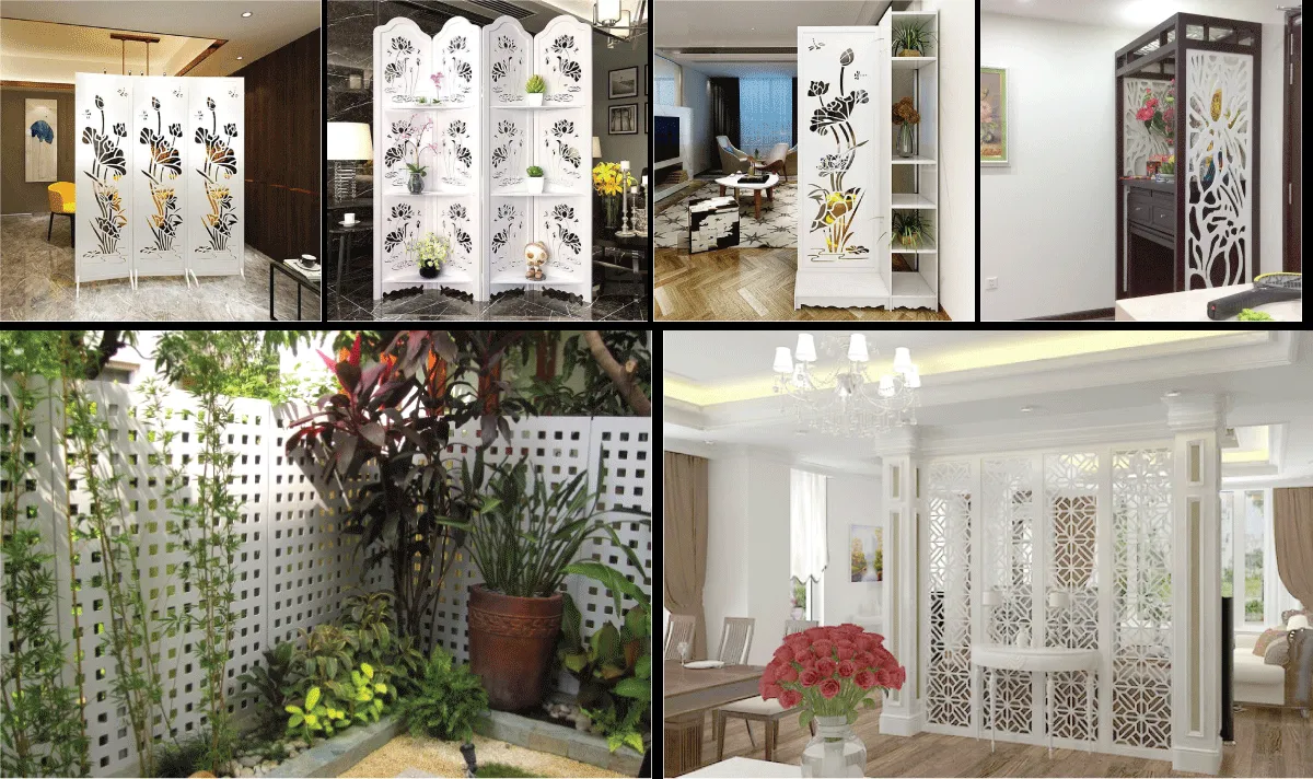 Vách ngăn và trang trí nội thất sử dụng tấm Pima vân gỗ