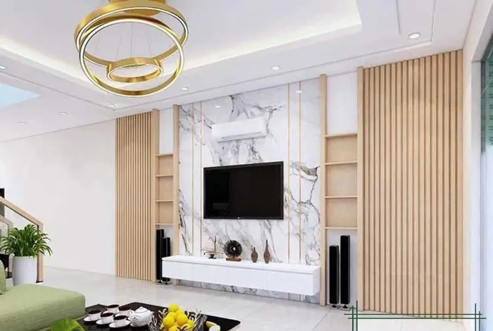Vách tivi lam sóng nhựa đẹp, đơn giản mà tinh tế