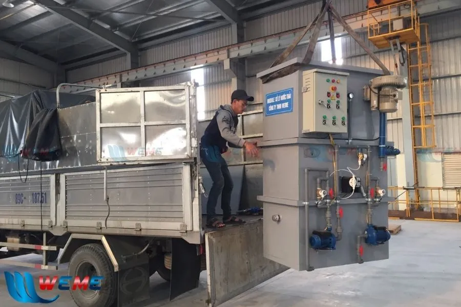 Vận chuyển hệ thống module xử lý nước thải sinh hoạt