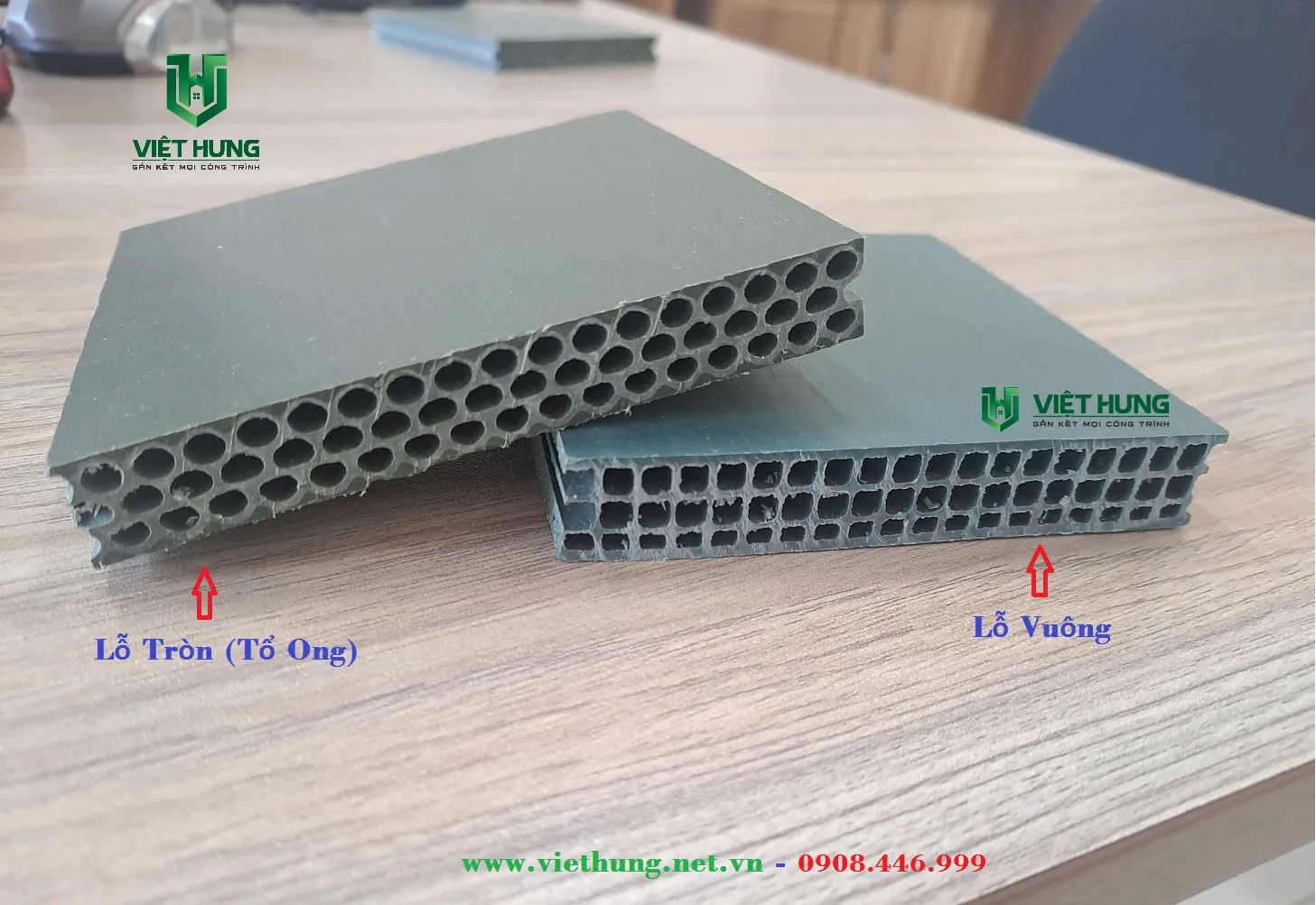 Ván Cốp Pha Nhựa Màu Xanh Rêu Lỗ Vuông Dày 15mm – Việt Hưng