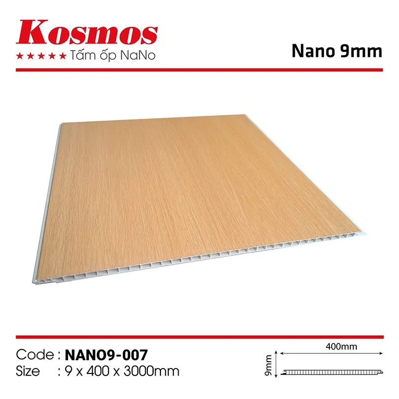 Vân gỗ ấm áp trên tấm nhựa ốp tường PVC Nano NANO9-007