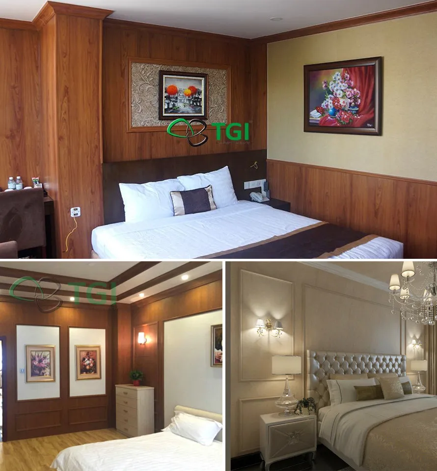 Ván nhựa ốp tường vân gỗ trong phòng ngủ