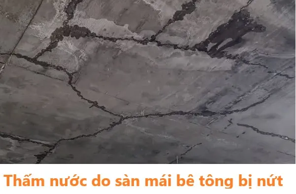 Vết nứt trên sàn mái bê tông là nguyên nhân chính gây thấm dột trần nhà