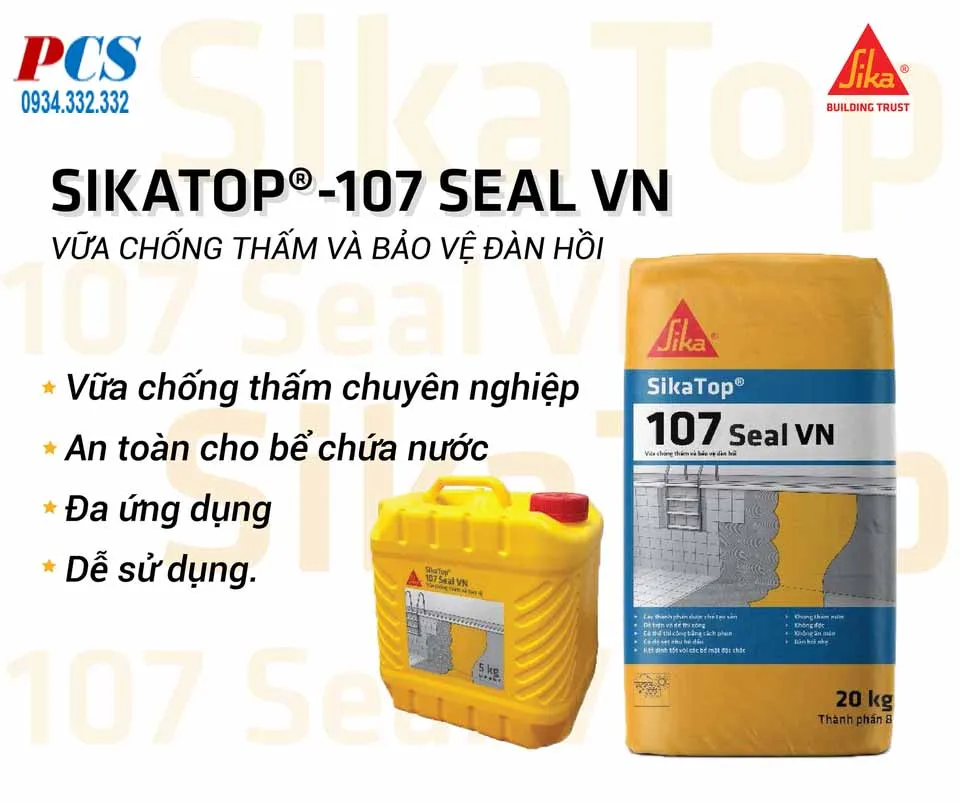 Vữa chống thấm Sikatop 107 Seal VN với khả năng bảo vệ bề mặt và chống cacbonat hóa